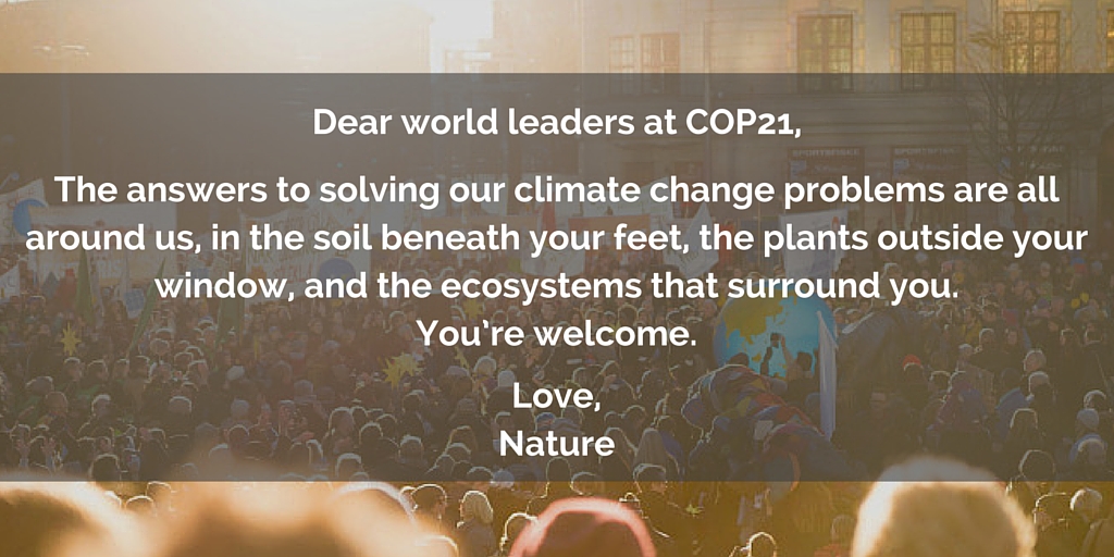 Message to COP21 leaders: Need solutions? Ask nature.